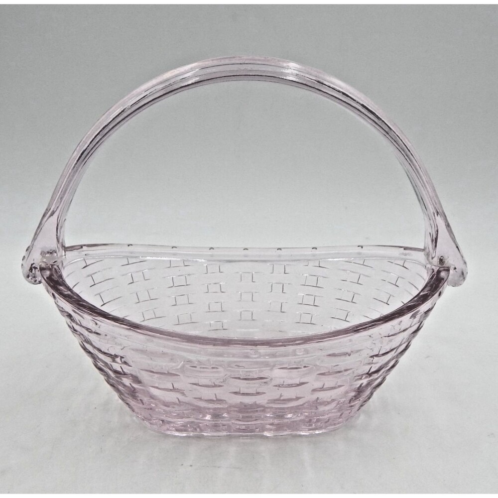 Longaberger Collectors Club Pressed Glass Pink Crocus Basket 8 Inch